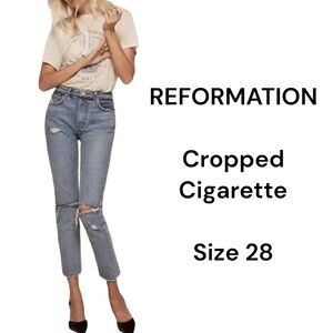 Reformation straight leg jeans size 28 cropped vintage distressed ripped